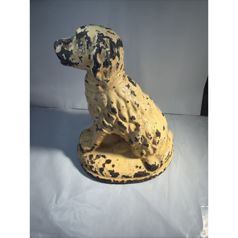 Antique Hubley Cast Iron Seated Pointer Dog Paperweight Figurine Doorstop 6" - Picture 1 of 16
